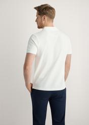 Cream cotton polo shirt POLMT-0045B-0B(W26), back view of the product on the model. Half of the silhouette visible.