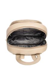 Beige leather women's backpack TORES-1355-1B(Z26). Top view on white background.