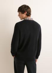 Men's black cotton sweater SWEMT-0208-99(Z26), rear view on a model. Half-body shot.