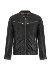 Men's leather jacket with stand-up collar KURMS-0284-1279(W23)-04