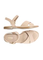 Beige women's leather sandals BUTYD-1259-1B(W26)