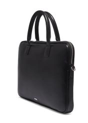 Black leather elegant laptop bag TORES-1344-99(Z26) - diagonal product view, on a white background.