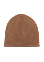 Caramel women's cashmere hat CZADT-0043-24(Z25), product view from the back on a white background.