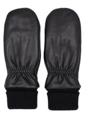 Black women's leather gloves REKDS-0105-99(Z26), front product view on white background.