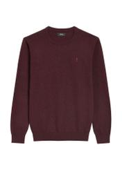 Burgundy men's cotton sweater SWEMT-0114A-4D(Z26) - front product view, on white background.
