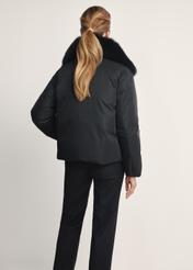 Black women's winter jacket with natural fur KURDT-0593-99(Z25)