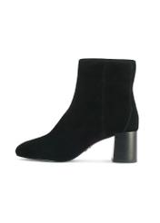 Black suede high-heeled ankle boots BUTYD-1218-99(Z25) - side view of the product on a white background.