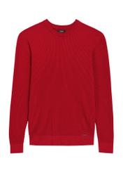 Red ribbed men's sweater SWEMT-0191-4B(W26), front product view on white background.
