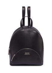 Black leather women's backpack TORES-1378-99(Z26), front product view on white background.