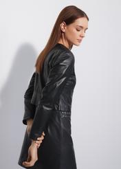 Women's leather jacket with stitching KURDS-0407-5426(W23)-03