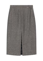 Szara wełniana spódnica midi SPCDT-0133-9D(Z26) - widok produktu z przodu, na białym tle. 