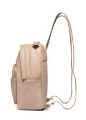 Beige women's backpack TOREC-1253-1B(Z26), side product view on white background.
