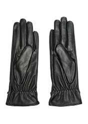 Black women's leather gloves REKDS-0090-99(Z26), product view from the back on a white background.