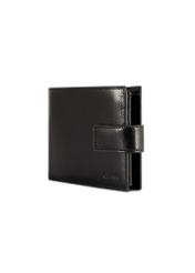 Black men's leather wallet PORMS-0676-99(W26), diagonal product view on white background.
