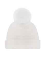 Warm women's winter hat cream CZADT-0186-12(Z24)-02