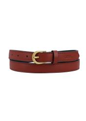 Women's leather belt in red shade PASDS-0344-3D(Z26), front product view on white background.