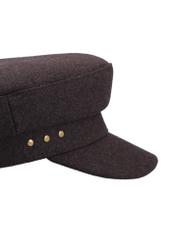 Dark brown women's wool hat CZADT-0225-1I(Z26) - close-up detail, on white background.