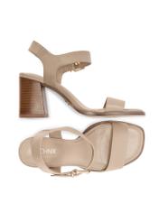 Beige women's leather sandals BUTYD-1178-1B(W26), top view of the product on a white background.
