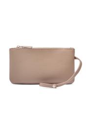 Beige women's shoulder bag TOREC-1231-1B(Z26), front view of cosmetic bag on white background.