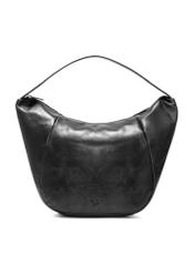 Black leather hobo bag TORES-1135A-99(Z25), front product view on white background.