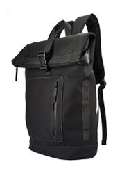 Black men's backpack PLCMN-0016-99(Z25) - diagonal view of the product on a white background.
