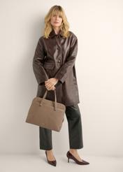 Cool beige women's bag TOREC-1320-1K(Z26), product view in model's hand. Full body visible.