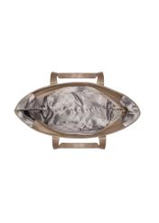 Leather shopper bag in cool beige color TORES-1312-1K(Z26). Top view on a white background.
