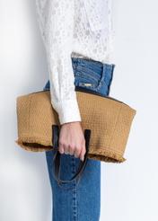 Women's bag made of artificial straw TOREC-0631-15(W22)-07