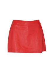 Women's red leather skirt shorts SPODS-0037-1377(W24)-03