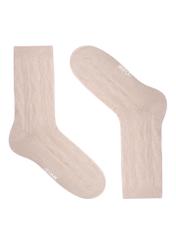 Set of women's long socks with an openwork pattern ZESDT-0049-00(Z26) - product view from above, on a white background.