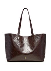 Women's burgundy shopper bag with stitching TOREC-1247-4D(Z26), product view from the front on a white background.