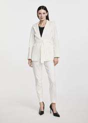 Cream women's blazer with belt ZAKDT-0030-12(W25)-01