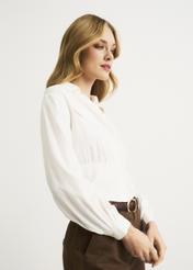 White women's blouse with basque BLUDT-0139-11(W22)-02