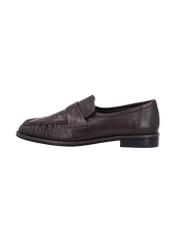 Women's brown leather moccasins BUTYD-1328-1I(Z26), side product view on white background.