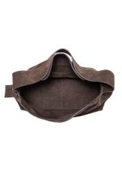 Dark brown suede handbag TORES-1186-89(Z25), product view from above on white background.