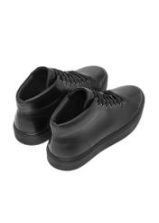 Black men's leather shoes BUTYM-0550-99(Z26), back view of the product on a white background.