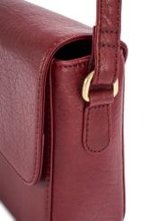 Women's burgundy leather messenger bag TORES-1245-4C(W26) - close-up detail, on white background.