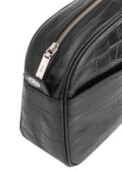 Women's black leather croco shoulder bag TORES-0806C-99(W24)-06