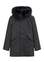 Black men's winter jacket KURMT-0446-99(Z26), front product view on white background.