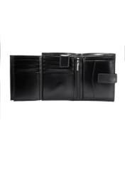 Black men's leather wallet PORMS-0638-99(W25) - inside view on white background.