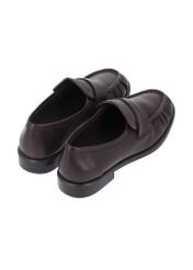 Women's brown leather moccasins BUTYD-1328-1I(Z26), product view from the back on a white background.