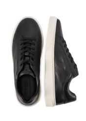Men's black leather sneakers BUTYM-0486-99(W26), top view of the product on a white background.