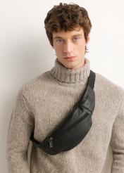 Black leather men's waist bag TORMS-0440B-99(Z26)