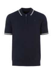 Navy blue zip-up polo shirt POLMT-0060-69(W23)-04