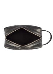 Black leather men's cosmetic bag TORMS-0473-99(Z25), product view from the inside on a white background.