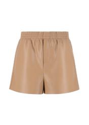 Beige imitation leather shorts SPODP-0001-81(W23)-04