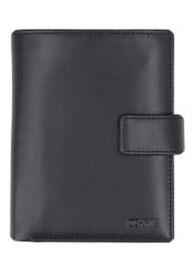 Black men's leather wallet PORMS-0715-99(Z26) - front product view, on white background.