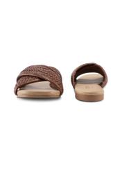 Brown women's flip-flops with braid BUTYD-1254-1H(W26), front and back view of the product on a white background.