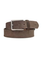 Men's brown suede belt PASMS-0275-1H(W26) - front product view on white background.