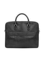 Black leather men's briefcase TORMS-0507-99(W26) - product view from the back, on a white background.